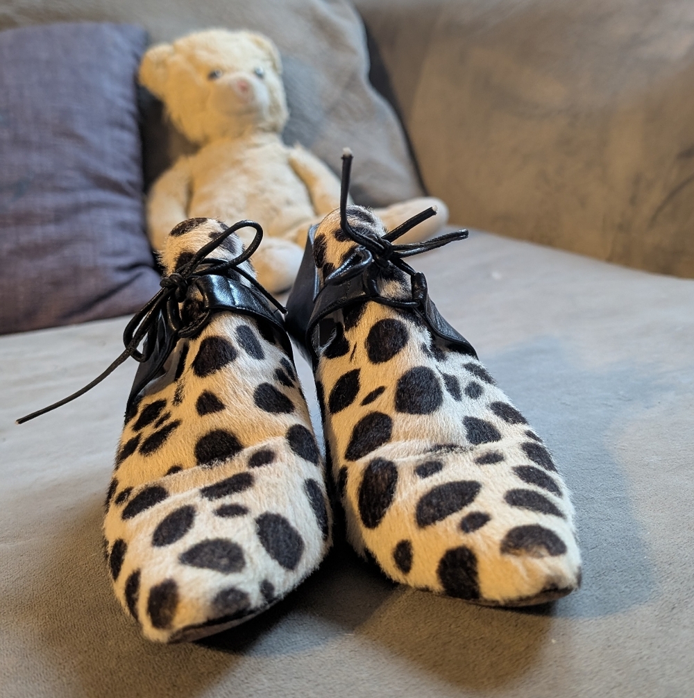 Yves Saint Laurent  Animal Hide Heels with Black Accents